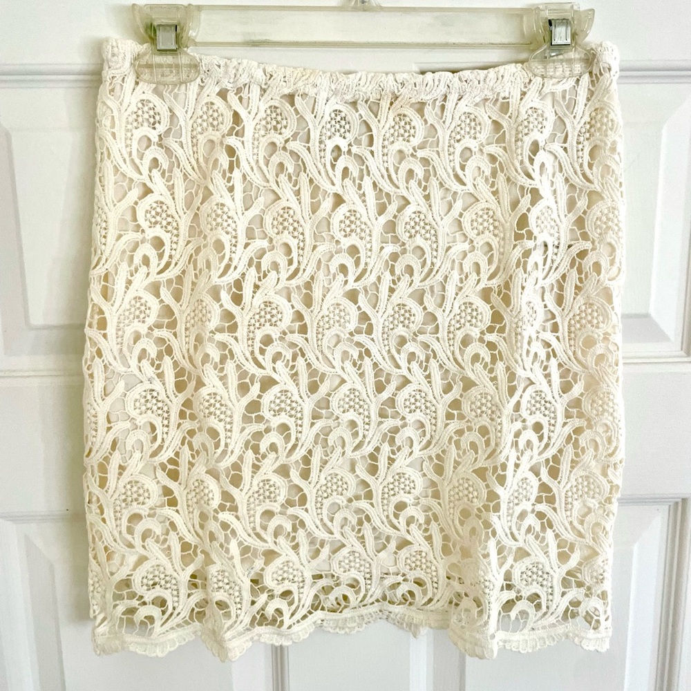 B.P. Collection Cream Crochet Mini Skirt